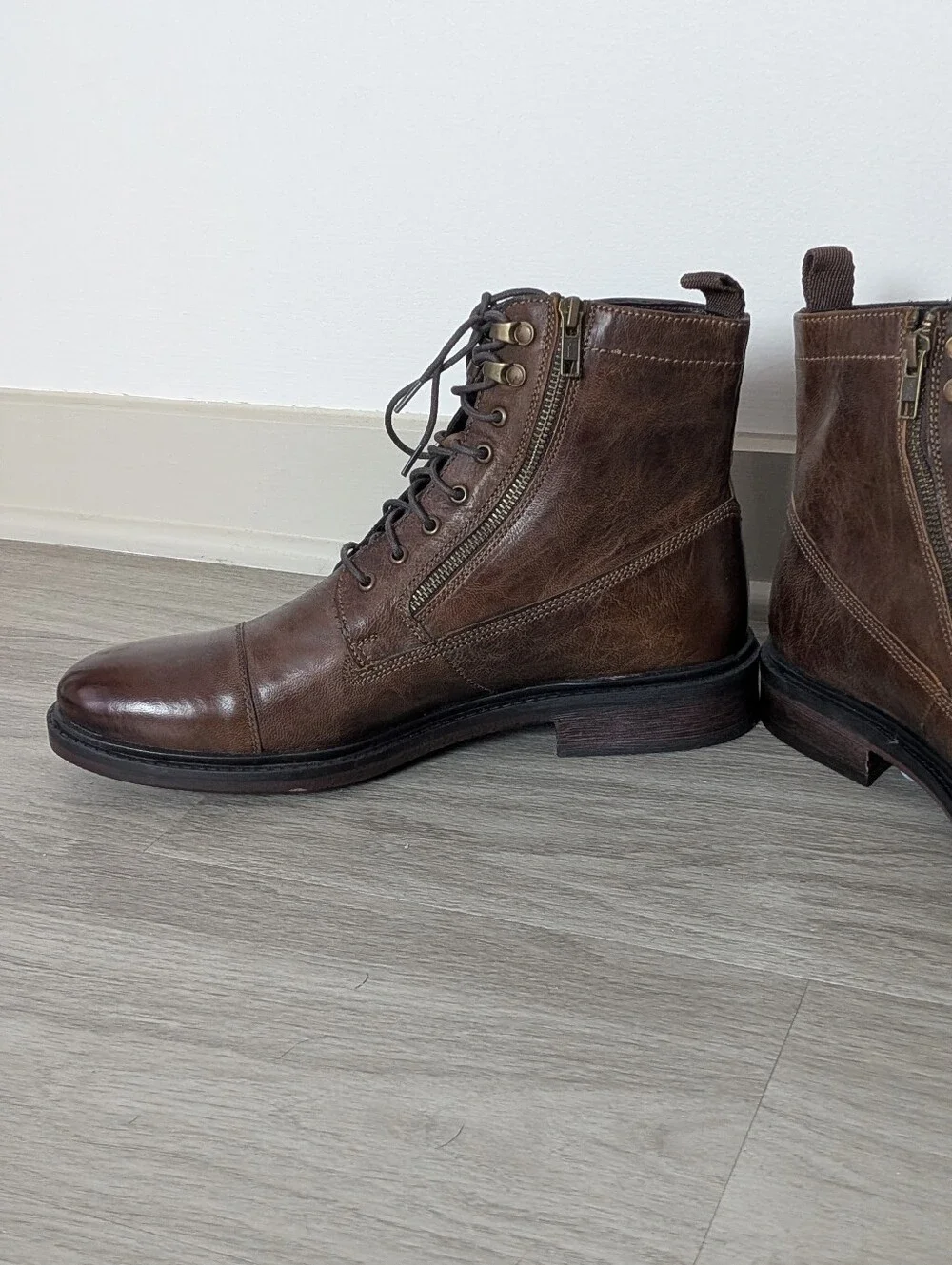 Steve Madden P-Gabe Mens Brown Leather Lace Up Casual Dress Boot Size 10